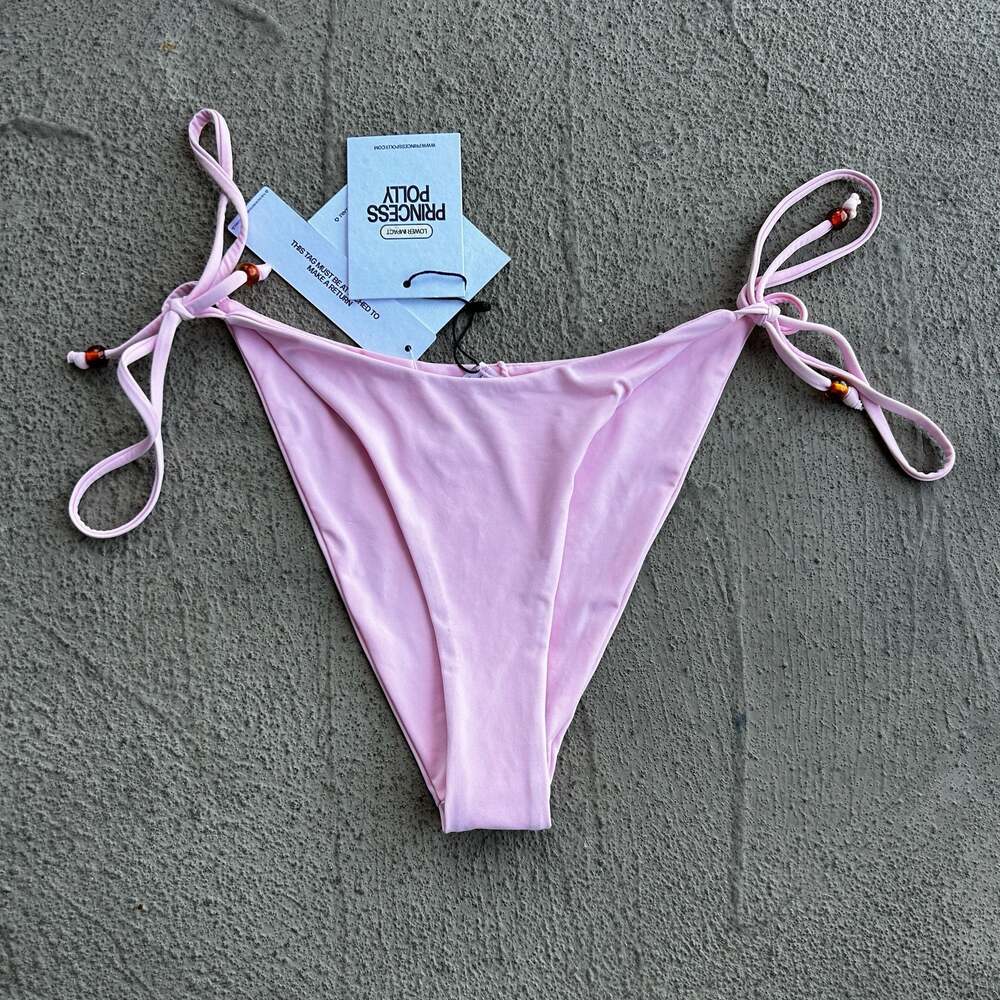 Princess Polly Pink Tie Side Beaded Bikini Bottoms Size 6